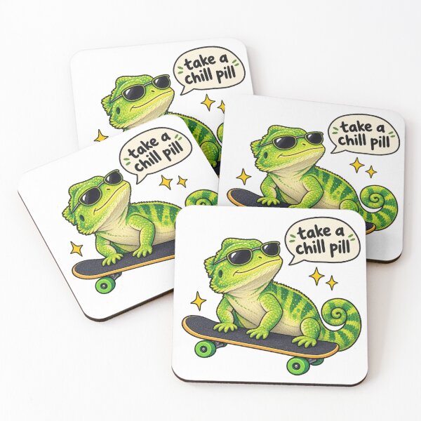 Item preview, Take A Chill Pill Cool Bearded Dragon On Skateboard Funny Lizard designed and sold by Anstickerrr.