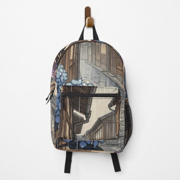 Item preview, Woman with Purple Umbrella in Rainy Town Street designed and sold by TokyoUkiyoHouse.
