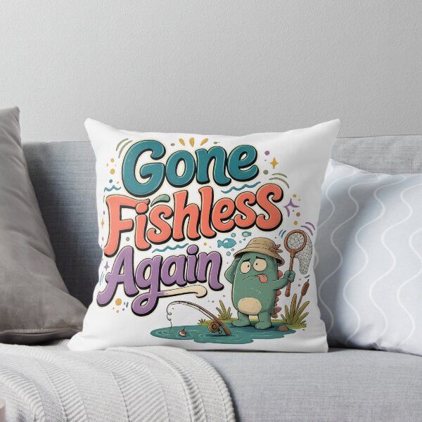 Item preview, Gone Fishless Again Funny Fishing Fail Cute Dinosaur Fisherman Humor Art designed and sold by inkoutninja.
