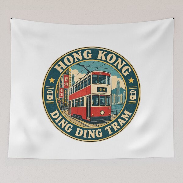 Item preview, Hong Kong Ding Ding Tram Vintage Travel Badge designed and sold by Globalcitytees.
