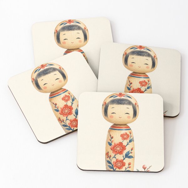 Item preview, Traditional Japanese Kokeshi Wooden Doll Watercolor designed and sold by vekotpu.