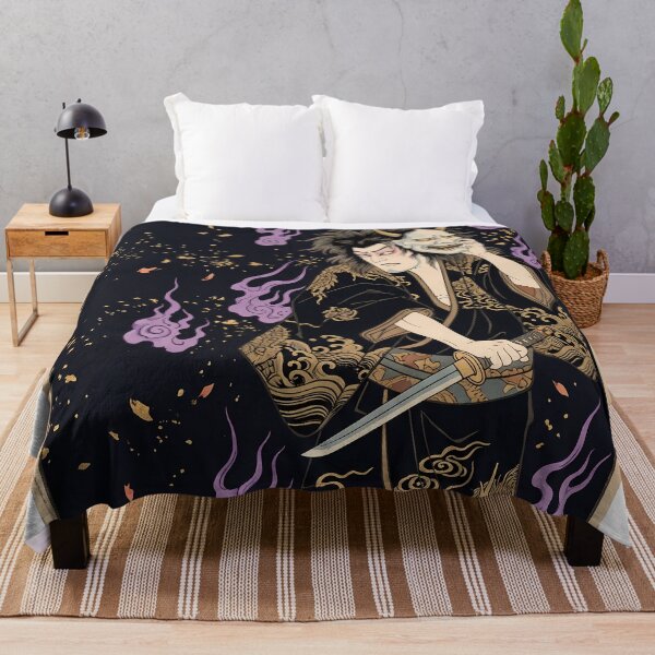 Item preview, Kabuki Samurai with Hannya Mask and Purple Flames designed and sold by TokyoUkiyoHouse.