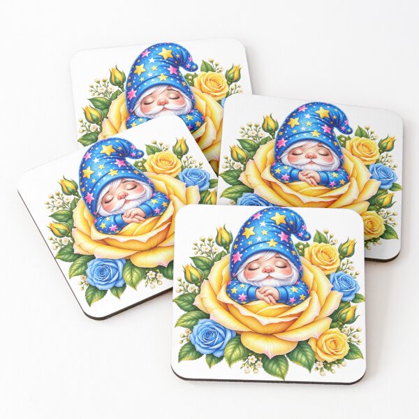 Item preview, Sleepy Gnome Nestled in a Golden Rose designed and sold by Sillytoe.