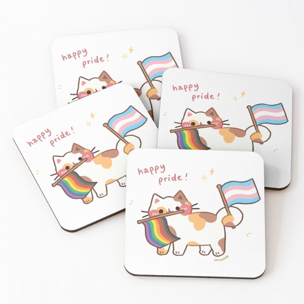 Item preview, Colorful Pride Cat with Rainbow and Transgender Flag designed and sold by veyackbird.