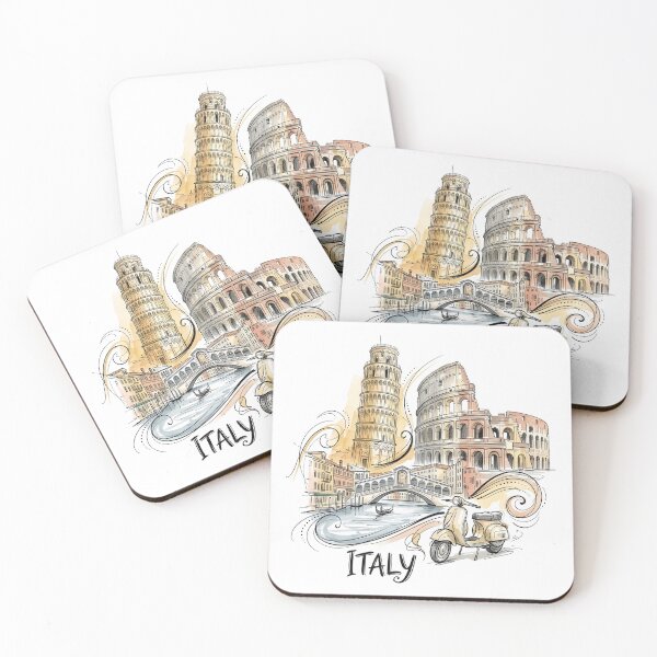 Item preview, Italy Travel Watercolor with Iconic Landmarks designed and sold by EdwinkOne.