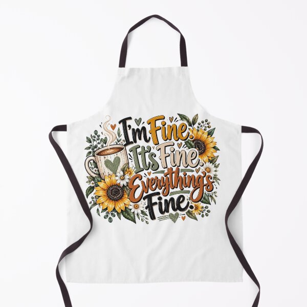 Item preview, I'm Fine It's Fine Everything's Fine – Funny Coffee Quote with Sunflowers and Rustic Fall Florals designed and sold by Fabricbella.