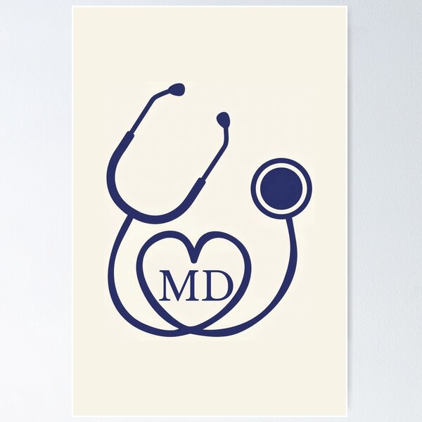 Item preview, MD Stethoscope Heart Medical Doctor Minimalist Design | Cute Stethoscope MD Doctor Graduation Gift | Doctor Physician Appreciation Gift  designed and sold by LitzoyGlobeArt.