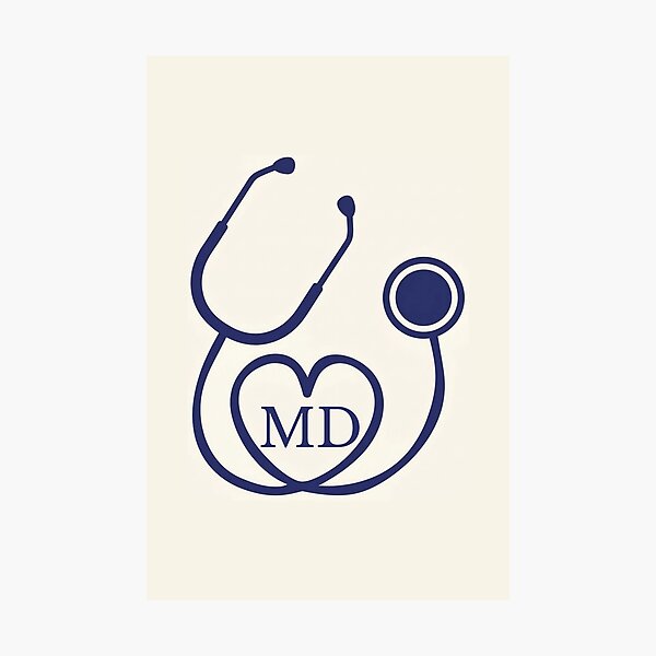 Item preview, MD Stethoscope Heart Medical Doctor Minimalist Design | Cute Stethoscope MD Doctor Graduation Gift | Doctor Physician Appreciation Gift  designed and sold by LitzoyGlobeArt.
