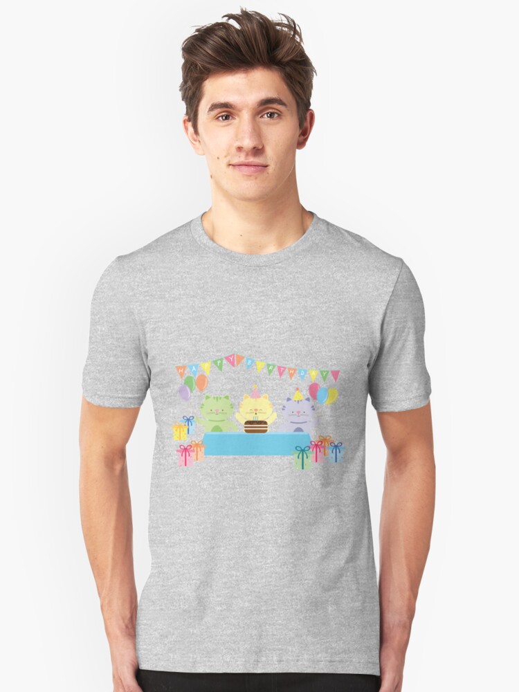 Alternate view of Happy Cat Birthday! Slim Fit T-Shirt
