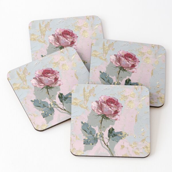 Item preview, Golden Impasto Rose with Soft Pink Background designed and sold by colorful-white.