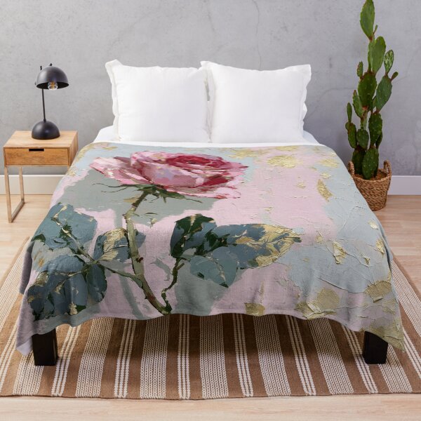 Item preview, Golden Impasto Rose with Soft Pink Background designed and sold by colorful-white.