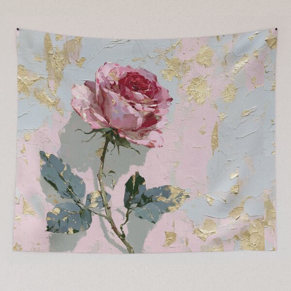 Item preview, Golden Impasto Rose with Soft Pink Background designed and sold by colorful-white.