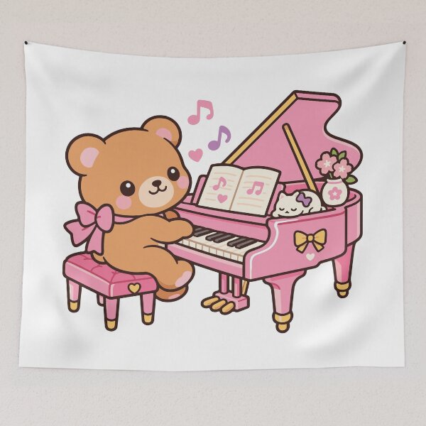 Item preview, Brown Bear Playing a Piano - Kawaii Cute Pianist designed and sold by FemmePod.