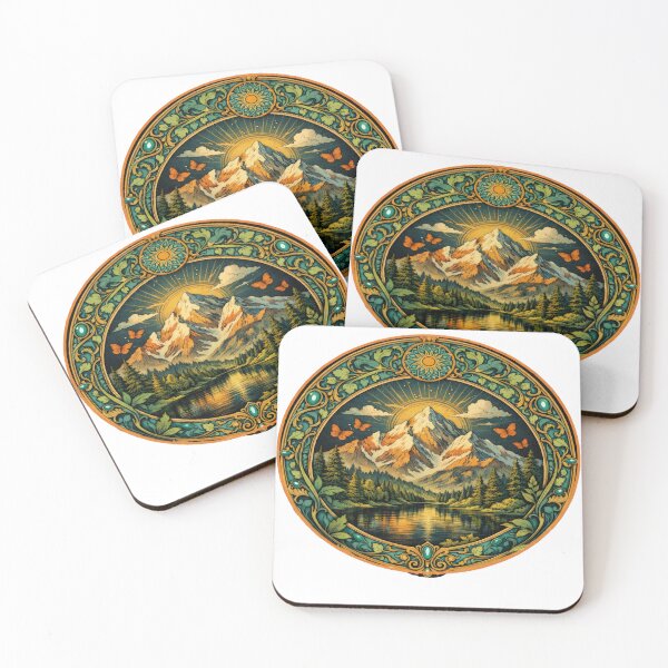 Item preview,  Retro mountain with trees  Art Nouveau designed and sold by Expressions-Sel.