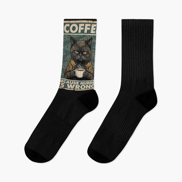 Item preview, Cat Tattoo Coffee Because Murder Is Wrong designed and sold by PurrfectHome.