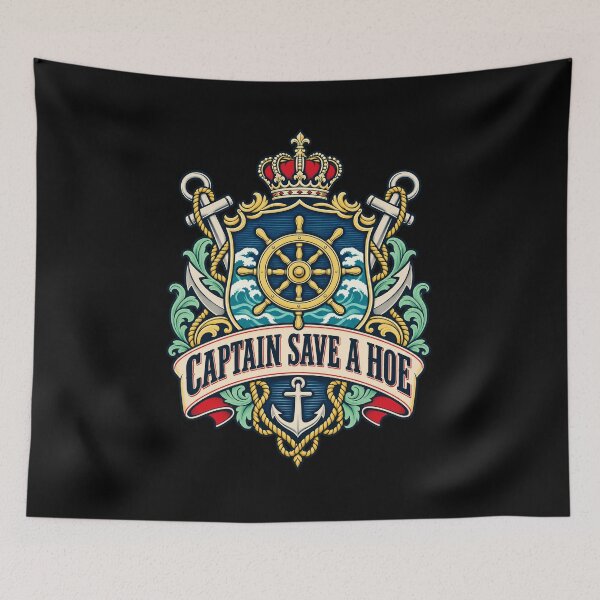 Item preview, Captain Save a Hoe Vintage Yacht Club Crest designed and sold by Krasnovaovaova.