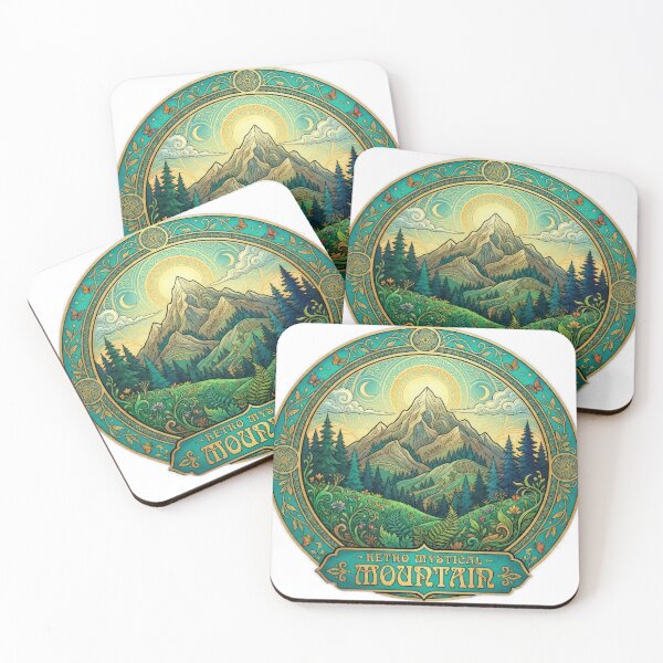 Item preview, Retro mountain with trees  mystic Art Nouveau  designed and sold by Expressions-Sel.
