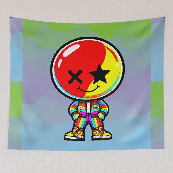 Item preview, Character Head Ball Red Yellow Eyes Star X Retro 90s designed and sold by AstronautMerch.