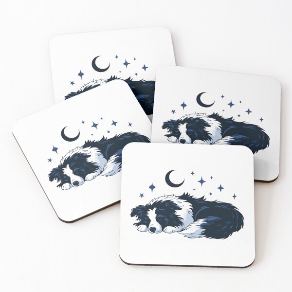 Item preview, Sleeping Border Collie Dog Moon Stars designed and sold by NicolasGlowArt.