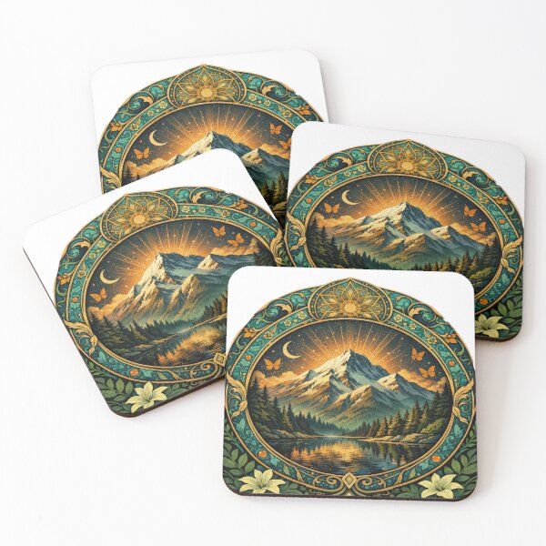 Item preview,  Retro mountain with trees  mystic Art Nouveau  designed and sold by Expressions-Sel.