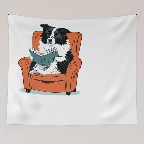 Item preview, Smart Border Collie Dog Reading Book Lover designed and sold by NicolasGlowArt.