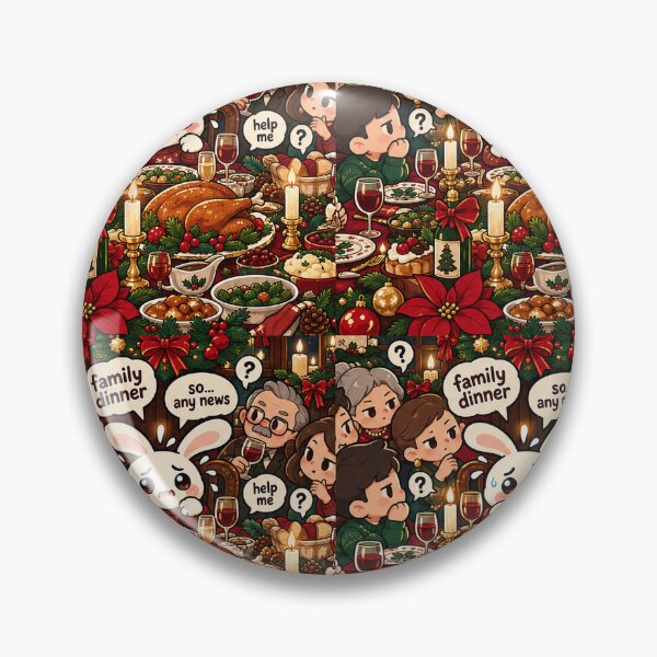 Item preview, Christmas Family Dinner Bunny Pattern — Kawaii Awkward Holiday Seamless designed and sold by Visual Dept..