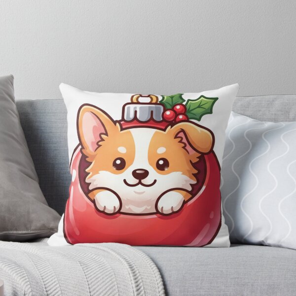 Item preview, Cute Corgi Puppy Peeking Out of a Red Christmas Ornament designed and sold by AdornOutfits.
