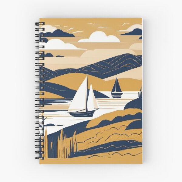 Item preview, Ocean with a Sailboat - Boho Landscape Illustration designed and sold by Hidamari's SHOP.