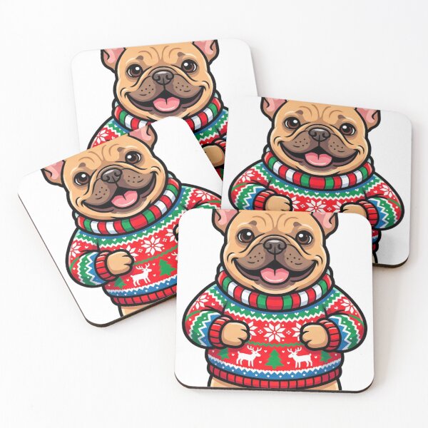 Item preview, Happy French Bulldog in a Festive Christmas Sweater designed and sold by AdornOutfits.