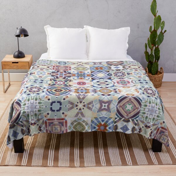 Item preview, Bohemian Azulejo Tile Fabric Design 3 by Jenny Meehan designed and sold by Jenny Meehan Art Prints and Patterns .