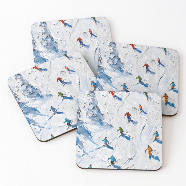 Item preview, Downhill skiing in powder snow – Abstract skiers in the Alps designed and sold by Artdavesalzburg.