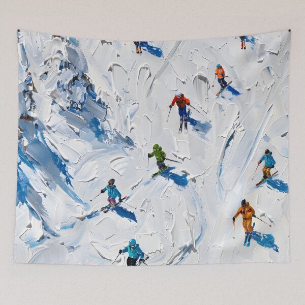 Item preview, Downhill skiing in powder snow – Abstract skiers in the Alps designed and sold by Artdavesalzburg.