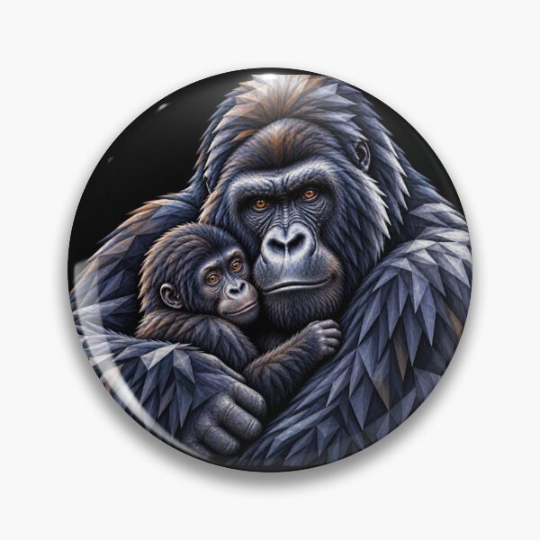 Item preview, Mountain Gorillas – Geometric Wildlife Art | Silverback & Baby Gorilla designed and sold by redsharkuk.