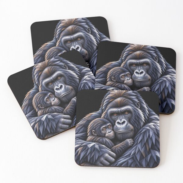 Item preview, Mountain Gorillas – Geometric Wildlife Art | Silverback & Baby Gorilla designed and sold by redsharkuk.