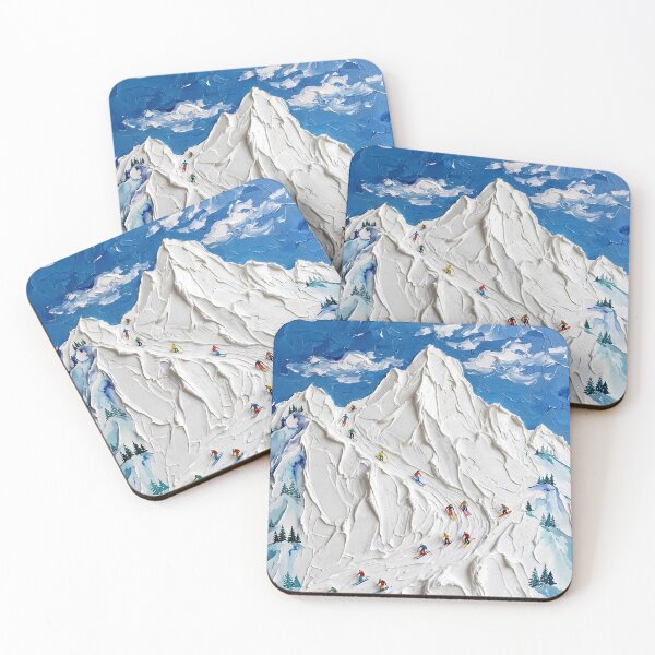 Item preview, Majestic peak – skiers in deep snow designed and sold by Artdavesalzburg.