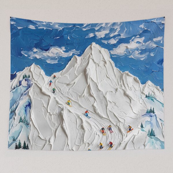 Item preview, Majestic peak – skiers in deep snow designed and sold by Artdavesalzburg.