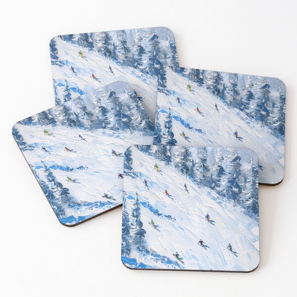 Item preview, Blue winter forest – skiers in deep powder snow designed and sold by Artdavesalzburg.