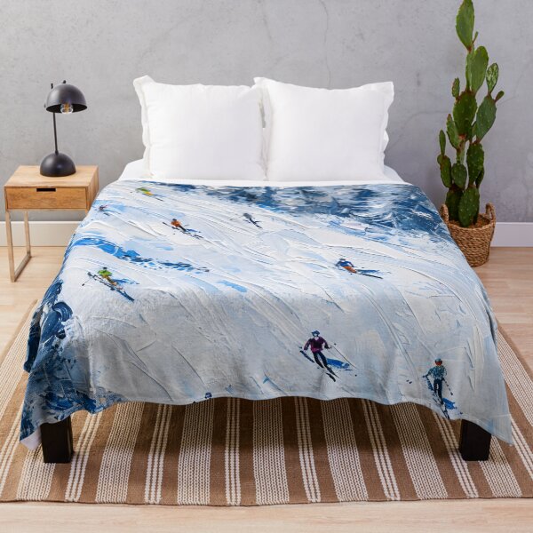 Item preview, Blue winter forest – skiers in deep powder snow designed and sold by Artdavesalzburg.