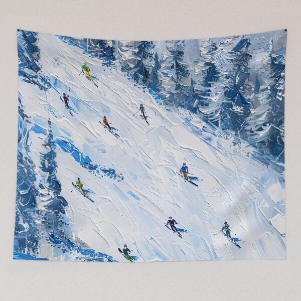 Item preview, Blue winter forest – skiers in deep powder snow designed and sold by Artdavesalzburg.