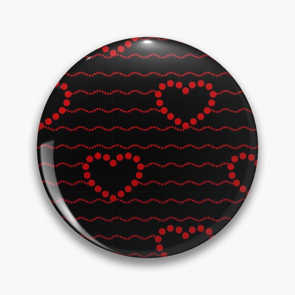 Item preview, Red Dotted Heart Waves Seamless Pattern-Black designed and sold by POLKAIWERX.