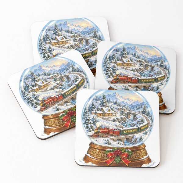 Item preview, Snow Globe Railway Routes – Winter Steam Train Illustration designed and sold by narinzoon.