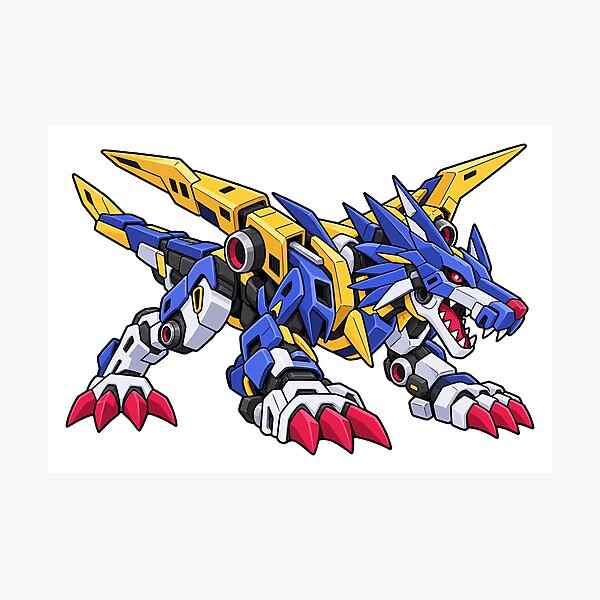 Item preview, MetalGarurumon Digimon Mecha Wolf Dragon Fan Art designed and sold by tindian.