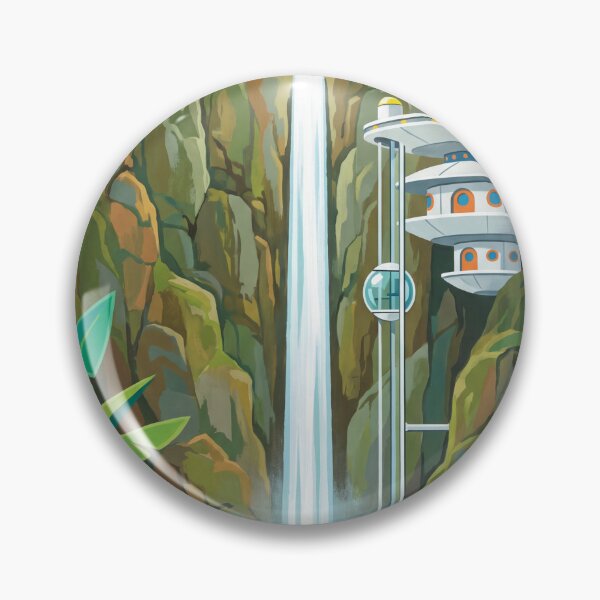 Item preview, Retro Sci-Fi Jungle Waterfall Station Vintage Space Age Art designed and sold by Islaelswhere.