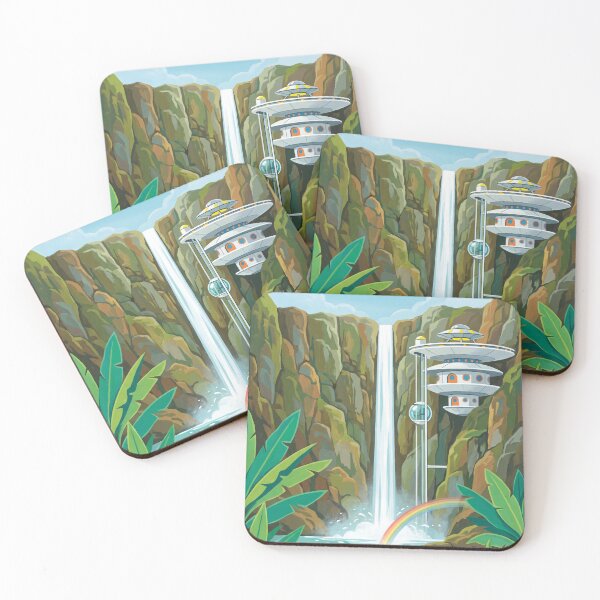 Item preview, Retro Sci-Fi Jungle Waterfall Station Vintage Space Age Art designed and sold by Islaelswhere.