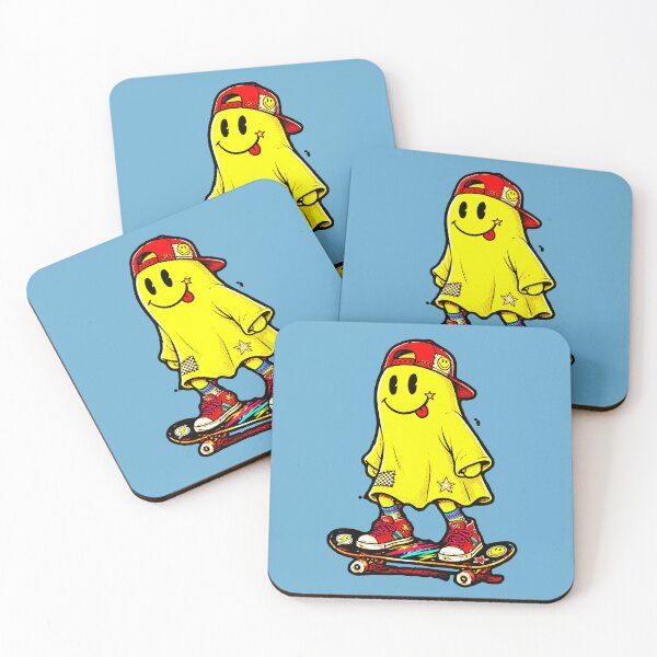 Item preview, Happy Yellow Ghost Skater Red Cap Skateboard Retro 90s designed and sold by AstronautMerch.