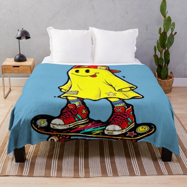 Item preview, Happy Yellow Ghost Skater Red Cap Skateboard Retro 90s designed and sold by AstronautMerch.