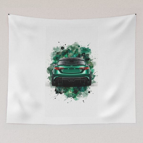 Item preview, Green Performance Sedan Watercolor Rear View designed and sold by RevUpDesign.