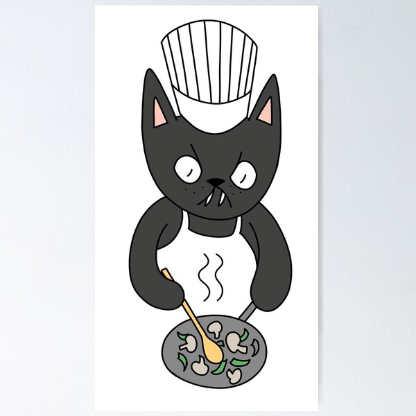 Item preview, MEAN CAT Chef - black designed and sold by motherbrainart.