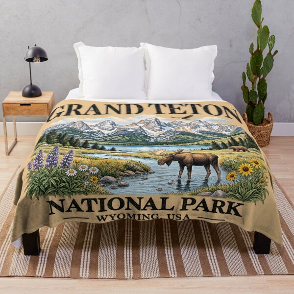 Item preview, Grand Teton National Park Vintage 90s, Retro Wyoming Mountain Lake USA Nostalgia Moose designed and sold by lcnsdjstrtry.