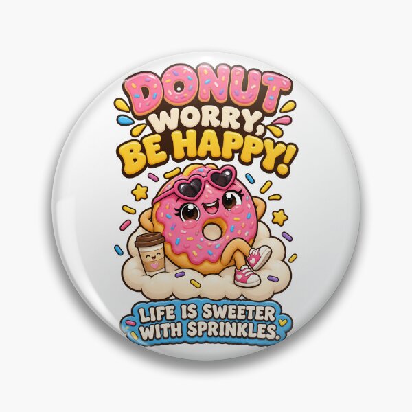 Item preview, Donut Worry Be Happy Cute Donut Pun designed and sold by Flamocha.
